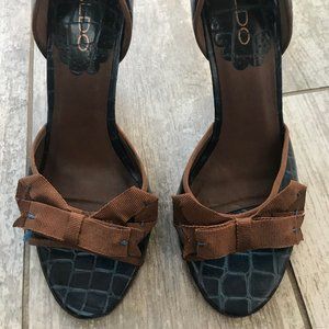 Aldo Blue Croc Stiletto Peep Toe Shoe